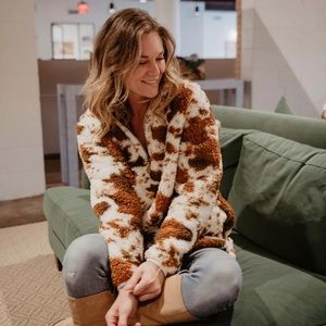Brown and White Cow Print Fleece